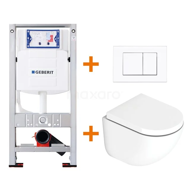 Toilet set Gloss white with Easy clean + Geberit UP320 concealed cistern TOI030