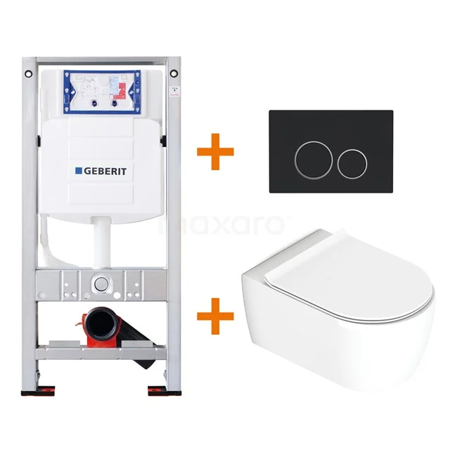 Toilet set Gloss white with rim + Geberit UP320 concealed cistern TOI036