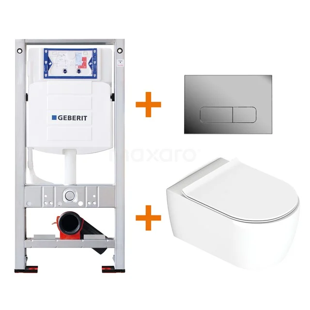 Toilet set Gloss white with rim + Geberit UP320 concealed cistern TOI040