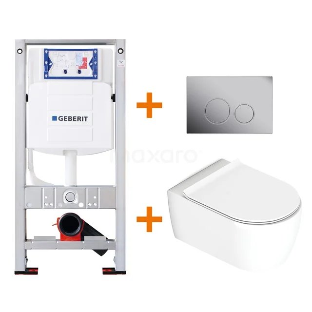 Toilet set Gloss white with rim + Geberit UP320 concealed cistern TOI042