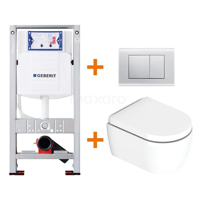 Toilet set Gloss white with rim + Geberit UP320 concealed cistern TOI043