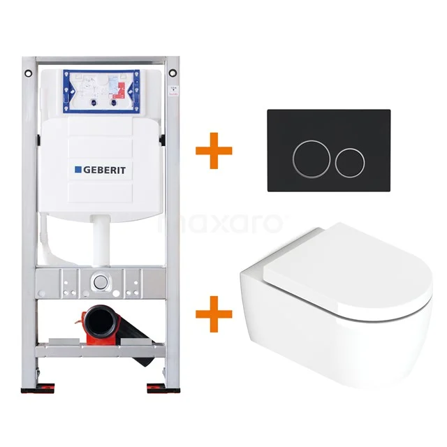 Toilet set Brushed white Shortened with rim + Geberit UP320 concealed cistern TOI075