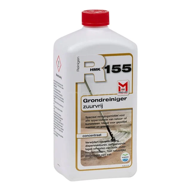 Natural stone maintenance agent R155 1 litre 400-090201 Cleaner R155 acid-free, white plastic bottle with red cap, ideal for thorough bathroom cleaning.