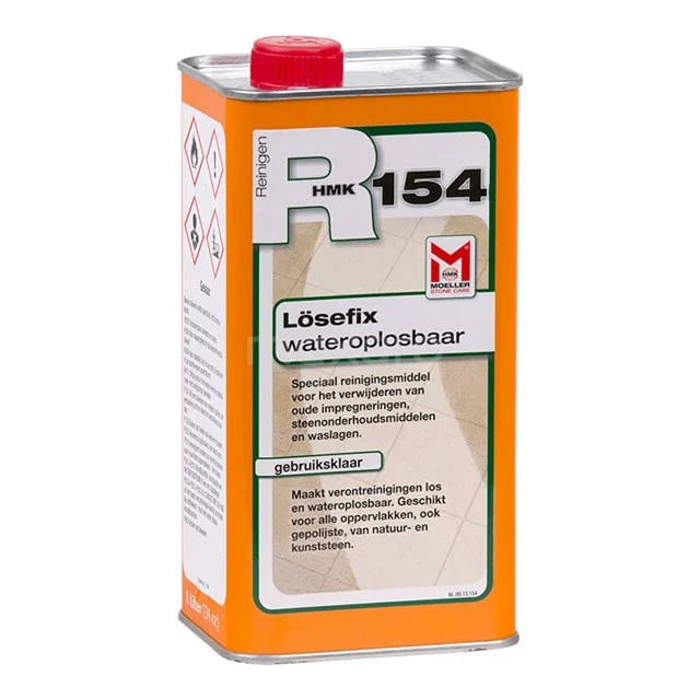 Natural stone maintenance agent R154 1 litre 400-090202 Cleaner R154 with water-soluble formula, in metal can packaging with red cap, ideal for intensive bathroom maintenance.