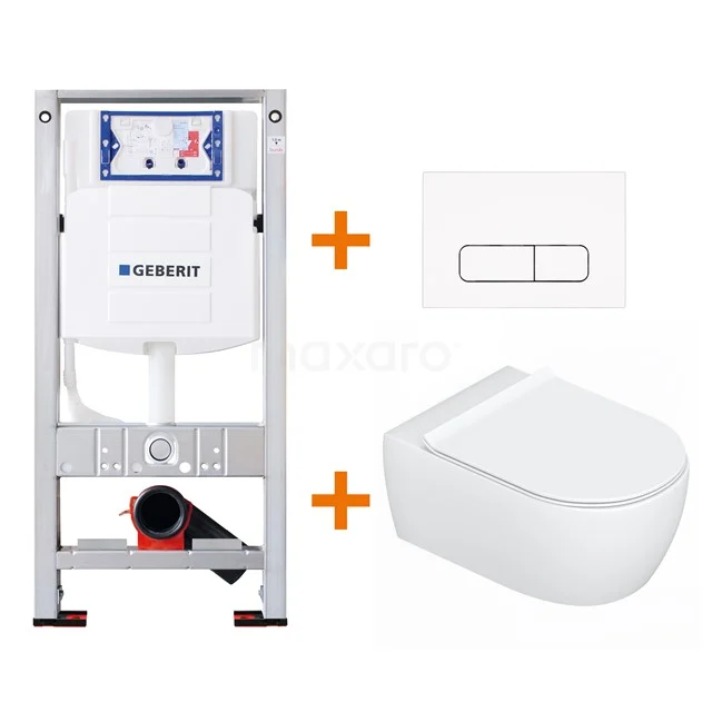 Toilet set Gloss white with Easy clean + Geberit UP320 concealed cistern TOI109