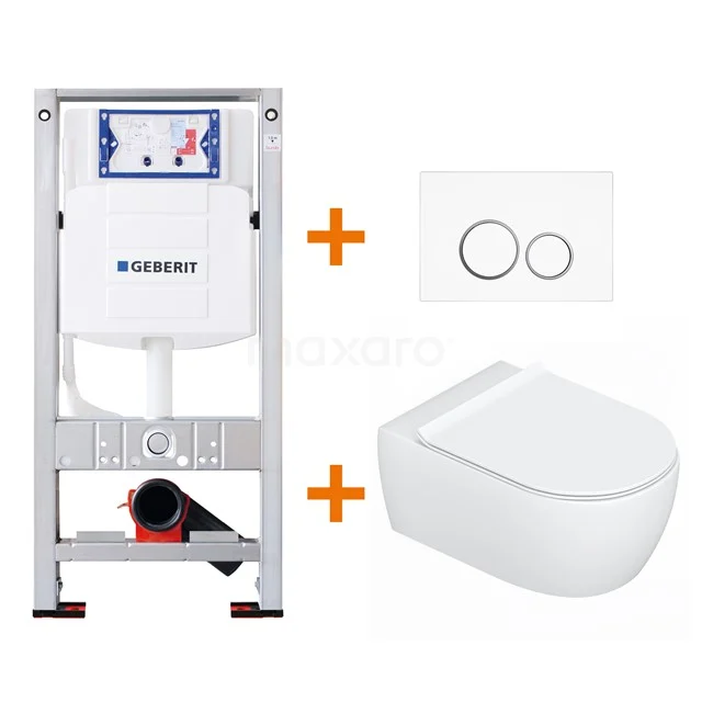 Toilet set Gloss white with Easy clean + Geberit UP320 concealed cistern TOI111