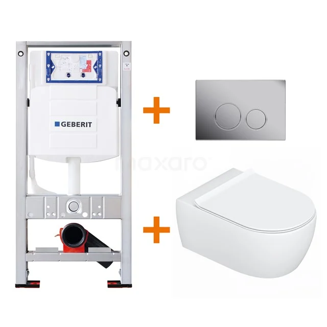 Toilet set Gloss white with Easy clean + Geberit UP320 concealed cistern TOI123