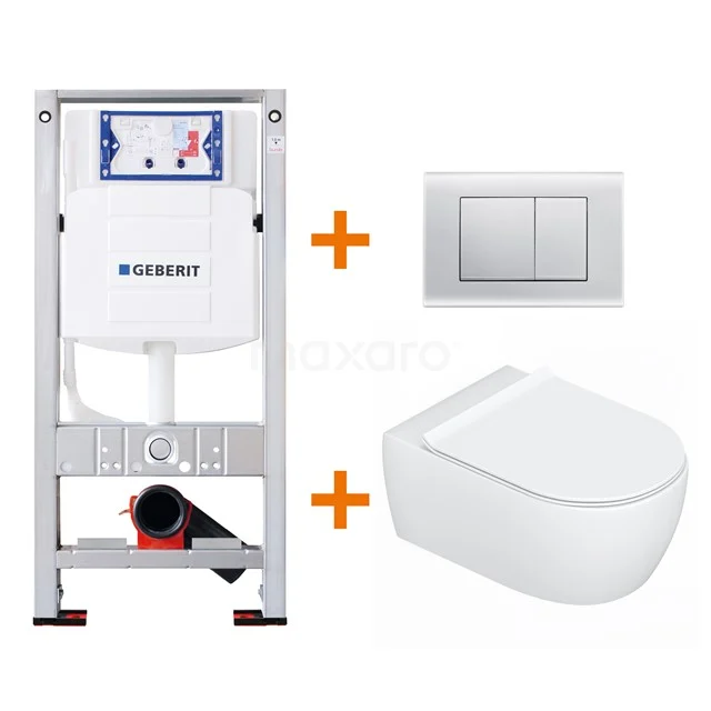 Toilet set Gloss white with Easy clean + Geberit UP320 concealed cistern TOI125