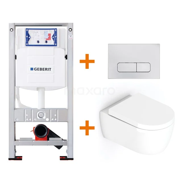 Toilet set Gloss white with Easy clean + Geberit UP320 concealed cistern TOI126