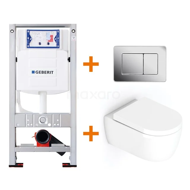 Toilet set Gloss white with Easy clean + Geberit UP320 concealed cistern TOI130