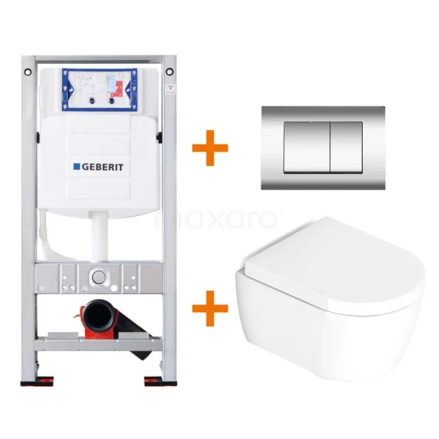Toilet set Gloss white Shortened with Easy clean + Geberit UP320 concealed cistern TOI158