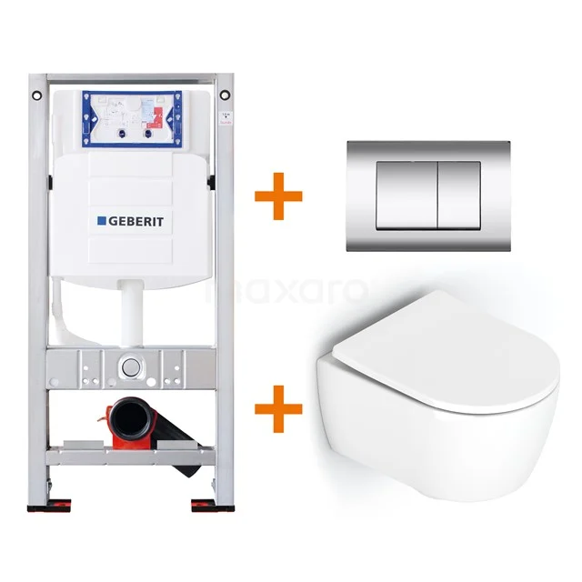 Toilet set Gloss white Shortened with Easy clean + Geberit UP320 concealed cistern TOI159