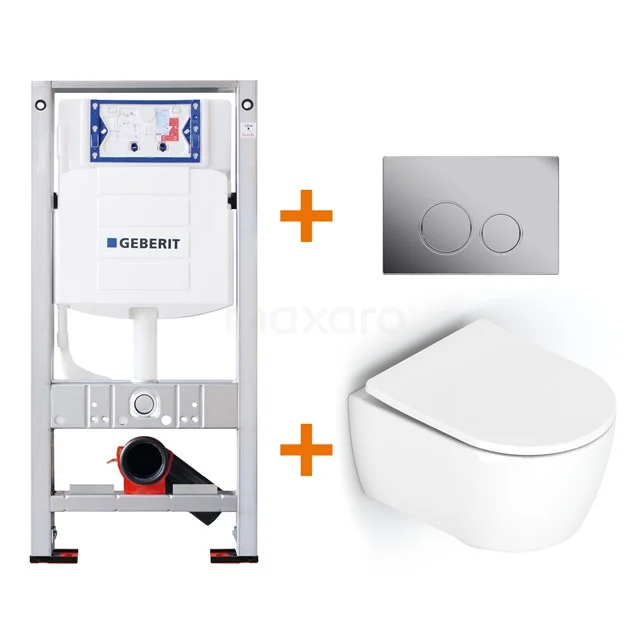 Toilet set Gloss white Shortened with Easy clean + Geberit UP320 concealed cistern TOI163
