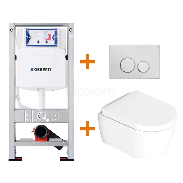 Toilet set Gloss white Shortened with Easy clean + Geberit UP320 concealed cistern TOI168