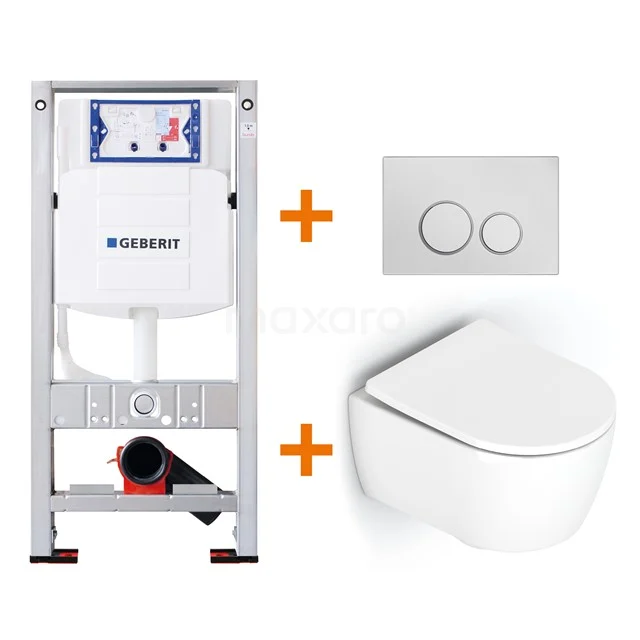 Toilet set Gloss white Shortened with Easy clean + Geberit UP320 concealed cistern TOI169