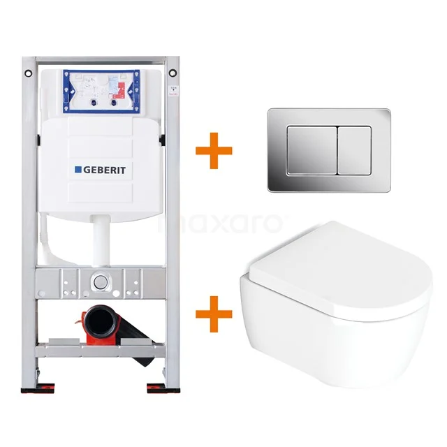 Toilet set Gloss white Shortened with Easy clean + Geberit UP320 concealed cistern TOI170