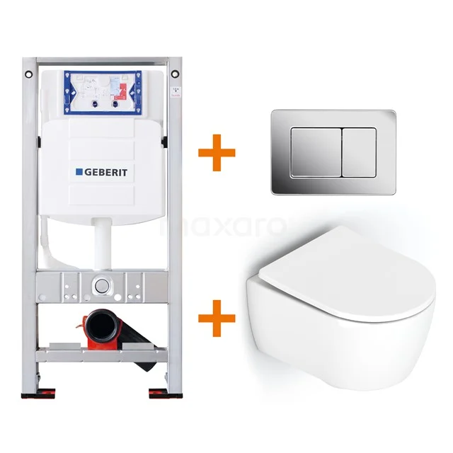 Toilet set Gloss white Shortened with Easy clean + Geberit UP320 concealed cistern TOI171