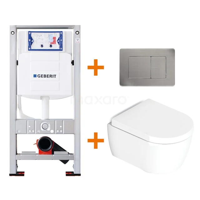 Toilet set Gloss white Shortened with Easy clean + Geberit UP320 concealed cistern TOI172