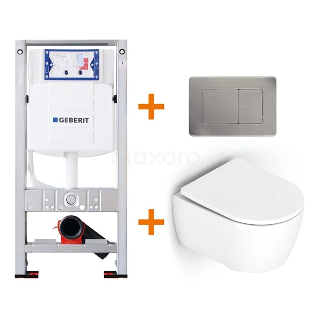 Toilet set Gloss white Shortened with Easy clean + Geberit UP320 concealed cistern TOI173