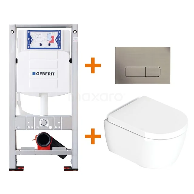 Toilet set Gloss white Shortened with Easy clean + Geberit UP320 concealed cistern TOI178