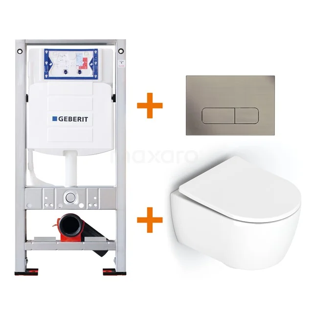 Toilet set Gloss white Shortened with Easy clean + Geberit UP320 concealed cistern TOI179