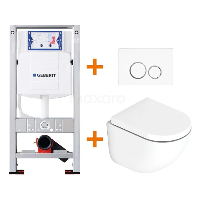 Toilet set Gloss white with Easy clean + Geberit UP320 concealed cistern TOI190