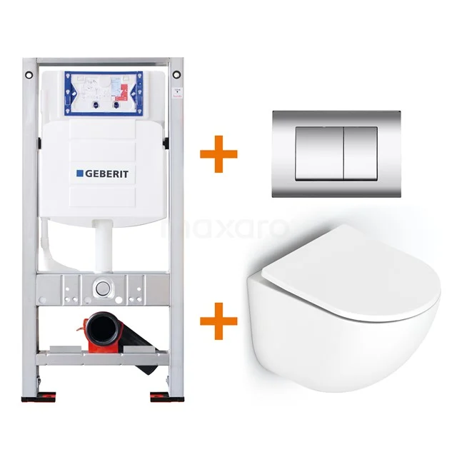 Toiletset Glans wit met Easy Clean + Geberit UP320 inbouwreservoir TOI199