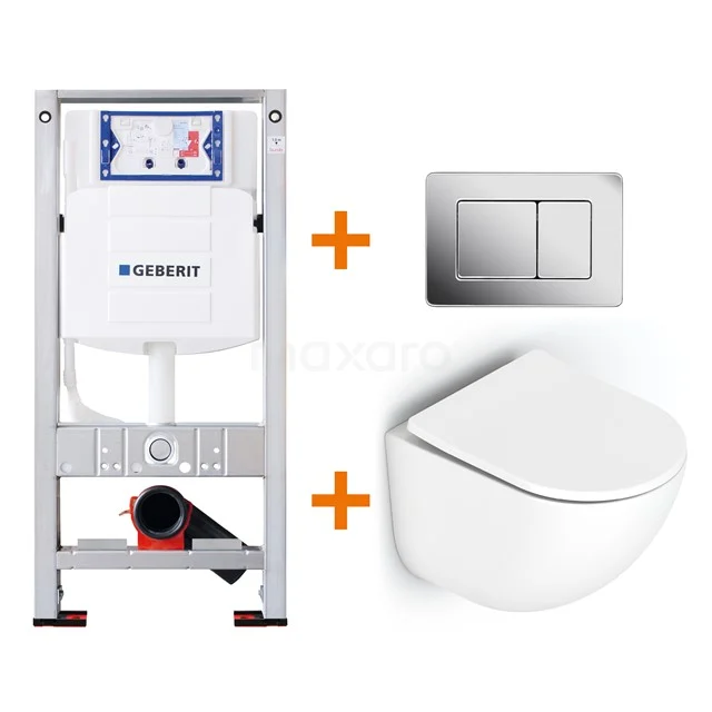 Toilet set Gloss white with Easy clean + Geberit UP320 concealed cistern TOI213