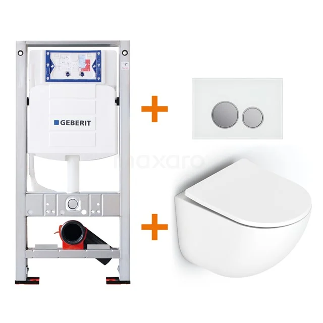 Toilet set Gloss white with Easy clean + Geberit UP320 concealed cistern TOI217