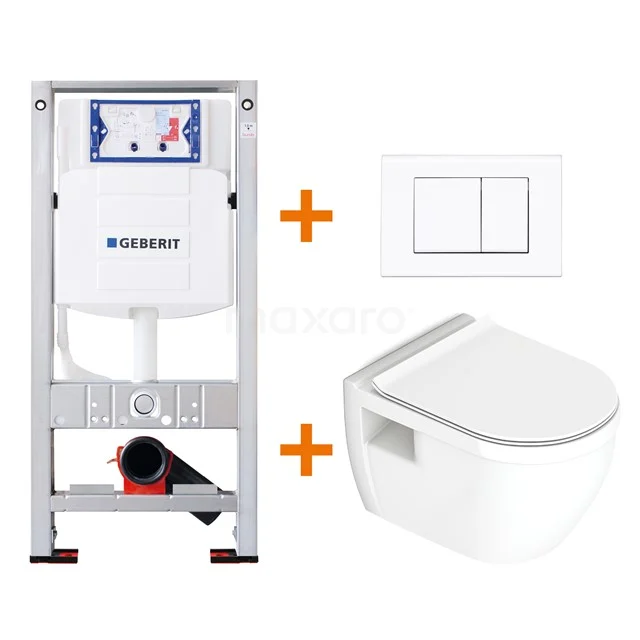 Toilet set Gloss white with Easy clean + Geberit UP320 concealed cistern TOI230