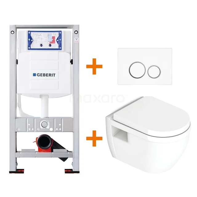 Toilet set Gloss white with Easy clean + Geberit UP320 concealed cistern TOI233