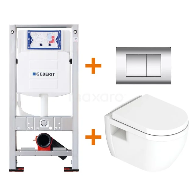 Toilet set Gloss white with Easy clean + Geberit UP320 concealed cistern TOI241