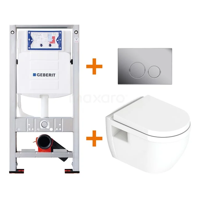 Toilet set Gloss white with Easy clean + Geberit UP320 concealed cistern TOI247