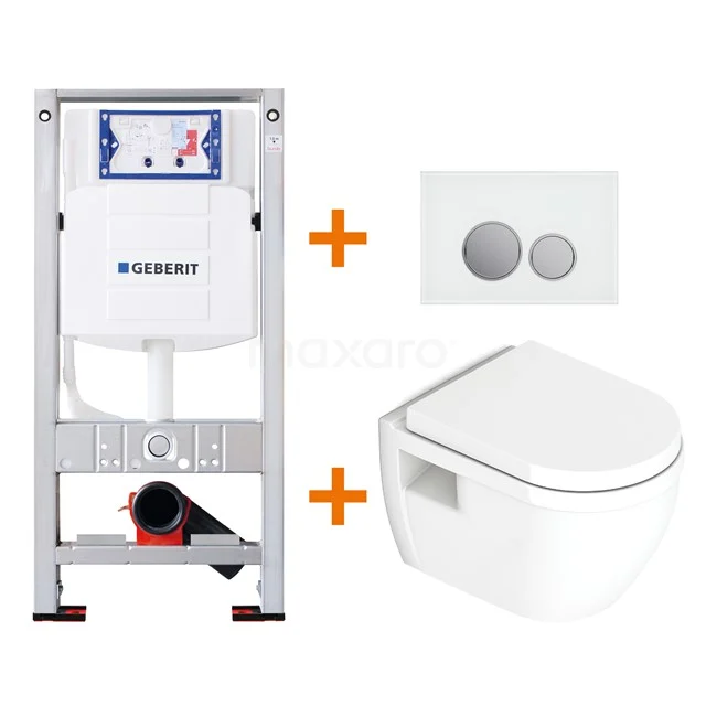Toilet set Gloss white with Easy clean + Geberit UP320 concealed cistern TOI259