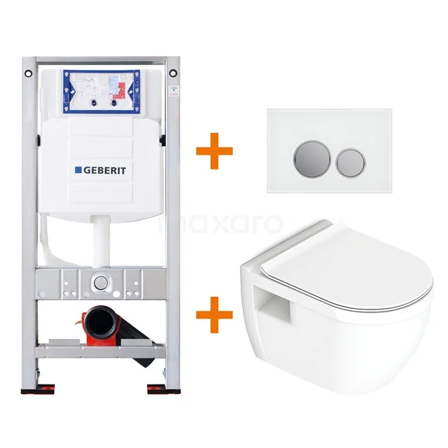 Toilet set Gloss white with Easy clean + Geberit UP320 concealed cistern TOI260
