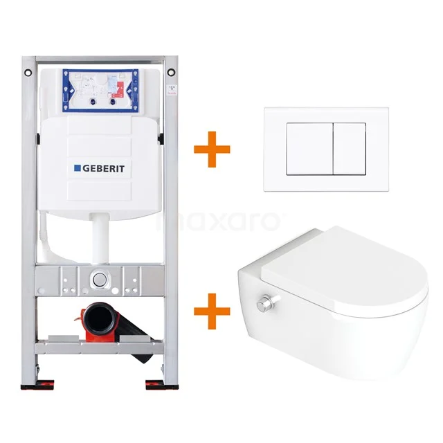 Toilet set Gloss white Bidet with Easy clean + Geberit UP320 concealed cistern TOI273