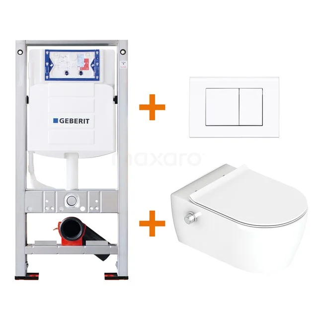 Toilet set Gloss white Bidet with Easy clean + Geberit UP320 concealed cistern TOI274