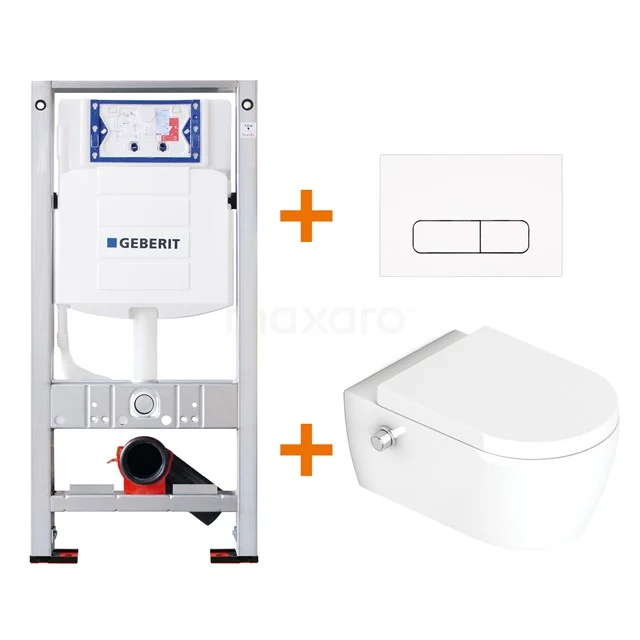 Toilet set Gloss white Bidet with Easy clean + Geberit UP320 concealed cistern TOI275