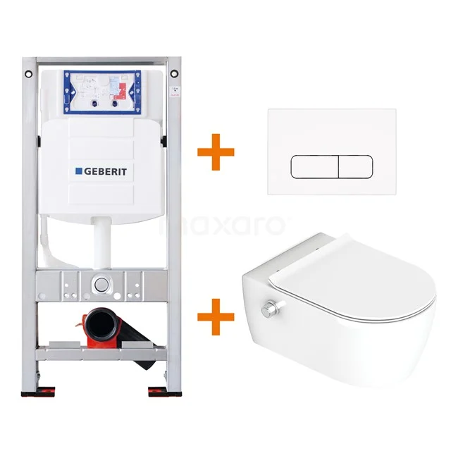 Toilet set Gloss white Bidet with Easy clean + Geberit UP320 concealed cistern TOI276