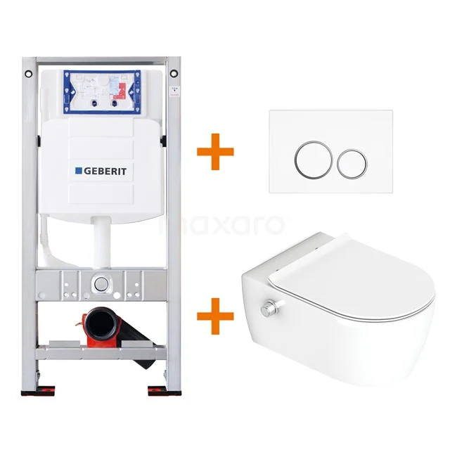 Toilet set Gloss white Bidet with Easy clean + Geberit UP320 concealed cistern TOI278