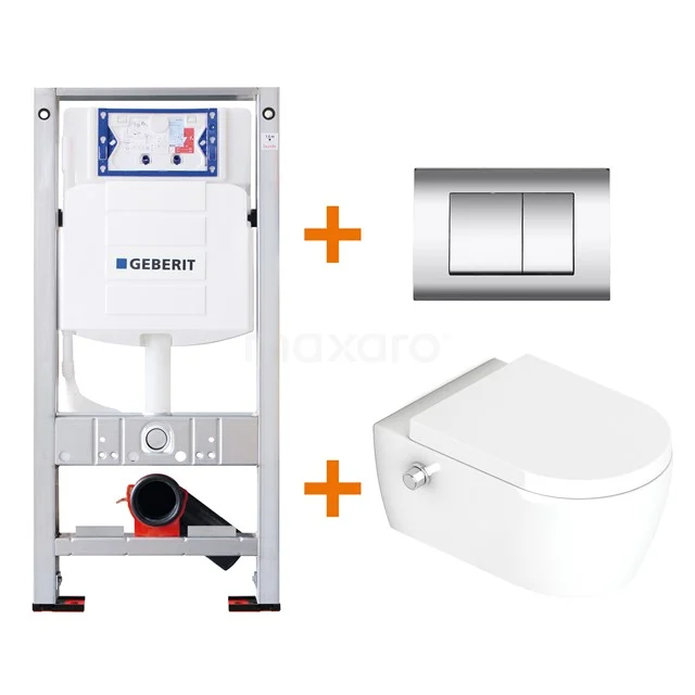 Toilet set Gloss white Bidet with Easy clean + Geberit UP320 concealed cistern TOI285
