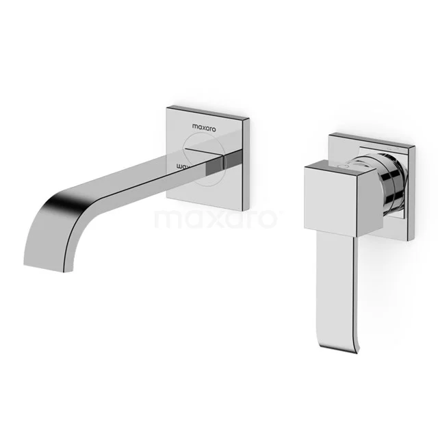 Blend Waschbeckenarmatur Unterputz | Chrom | Einhebelmischer 44.153.501N Chromfarbene Einbau-Waschbeckenarmatur mit quadratischen Rosetten, schlankem Design und glänzender Oberfläche für ein modernes Badezimmer.