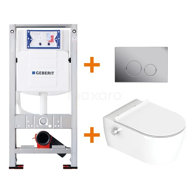 Toilet set Gloss white Bidet with Easy clean + Geberit UP320 concealed cistern TOI292