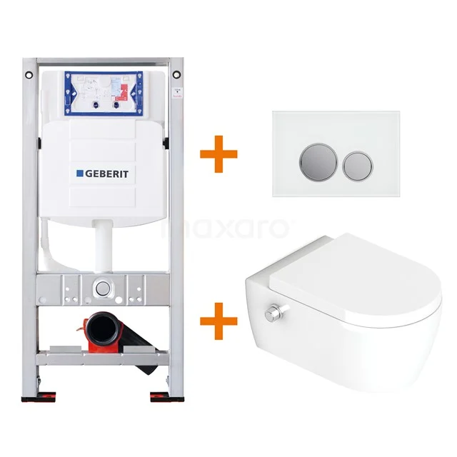 Toilet set Gloss white Bidet with Easy clean + Geberit UP320 concealed cistern TOI303