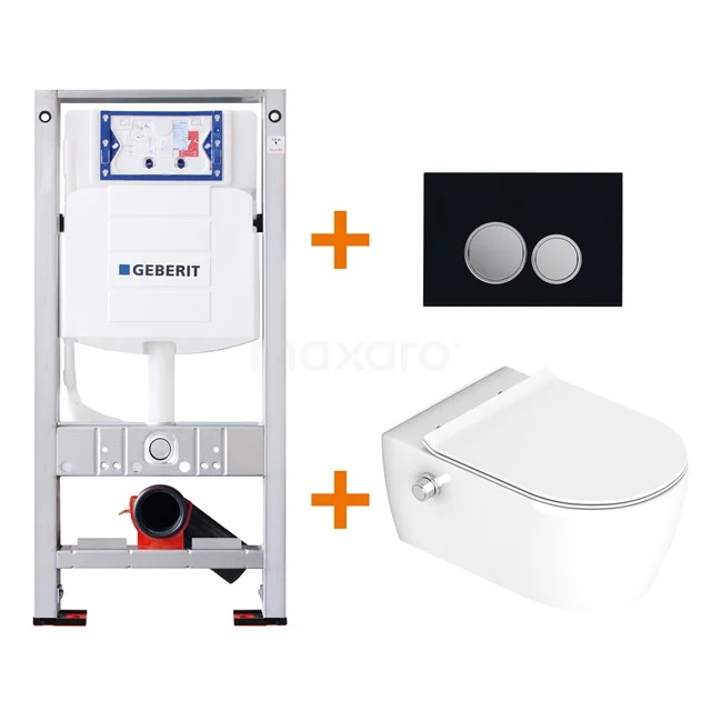 Toilet set Gloss white Bidet with Easy clean + Geberit UP320 concealed cistern TOI306