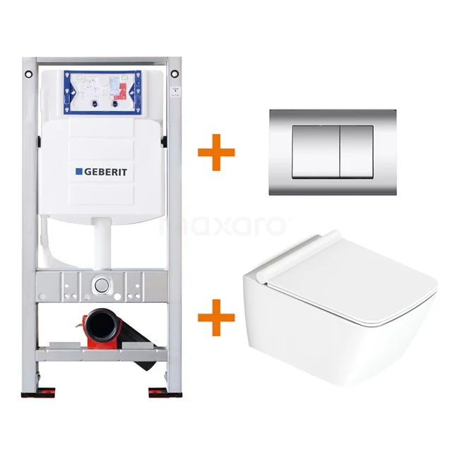 Toilet set Gloss white with rim + Geberit UP320 concealed cistern TOI323