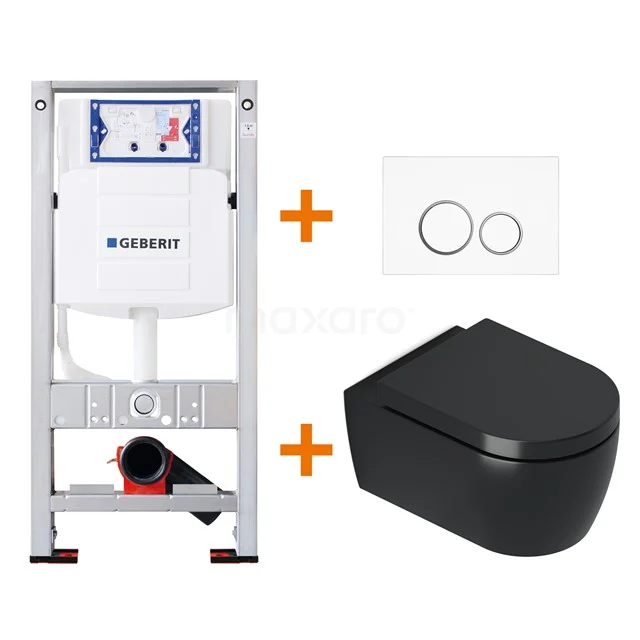 Toilet set Matte black with rim + Geberit UP320 concealed cistern TOI344