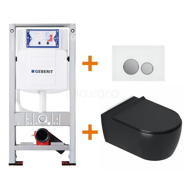Toilet set Matte black with rim + Geberit UP320 concealed cistern TOI367