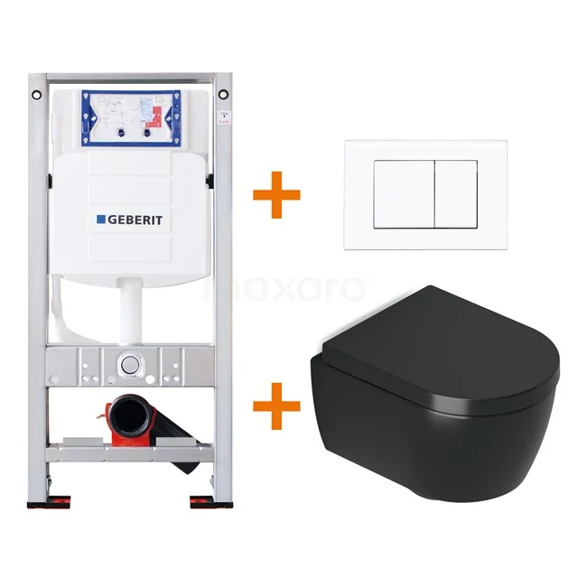 Toilet set Matte black Shortened with Easy clean + Geberit UP320 concealed cistern TOI460