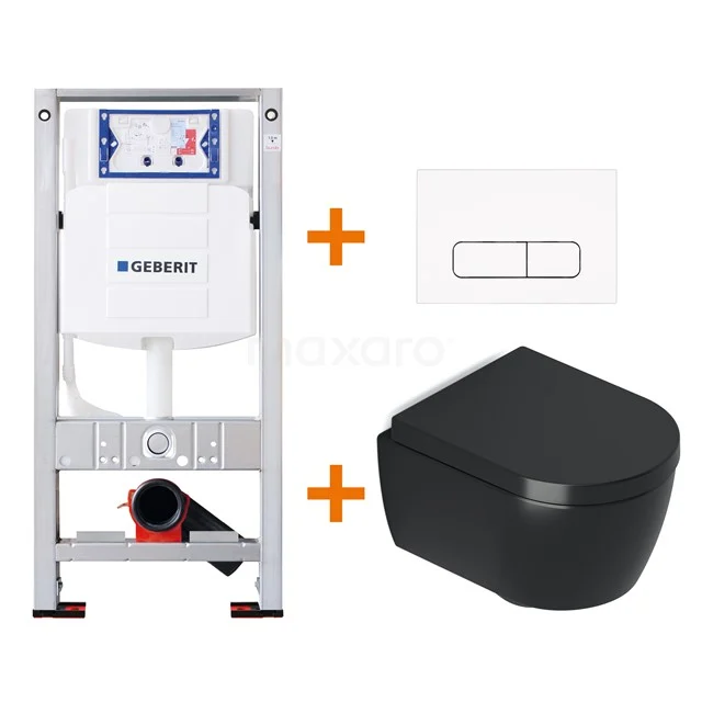 Toilet set Matte black Shortened with Easy clean + Geberit UP320 concealed cistern TOI462